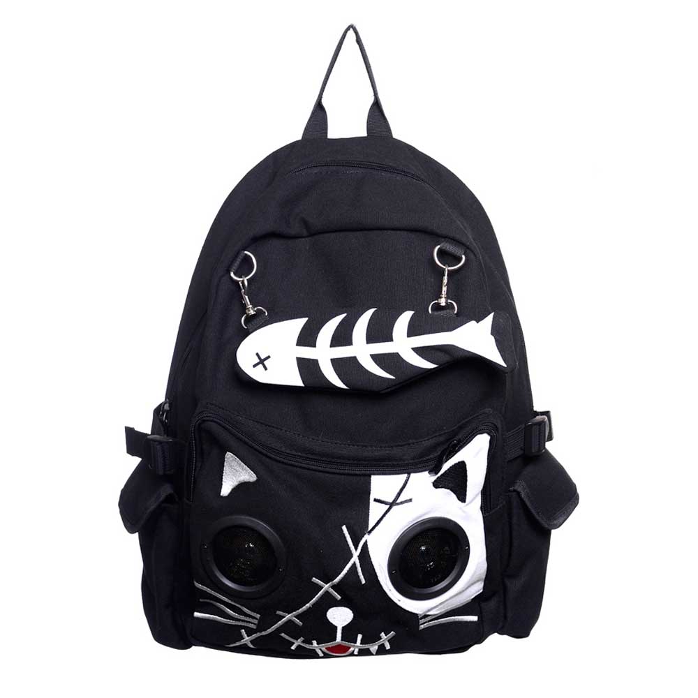 Banned - Kitty speaker Rugtas - Zwart/Wit